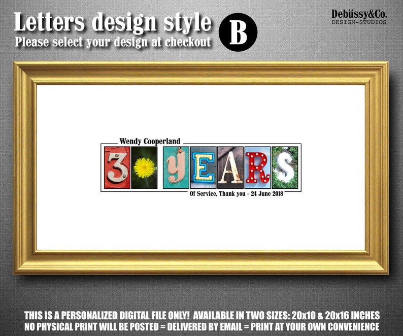 30 Years of Service retirement guest book print employee Etsy