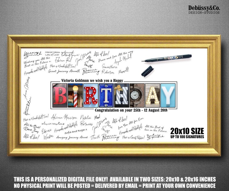 Birthday Guest Book Alternative Birthday Guest Book for Her Etsy