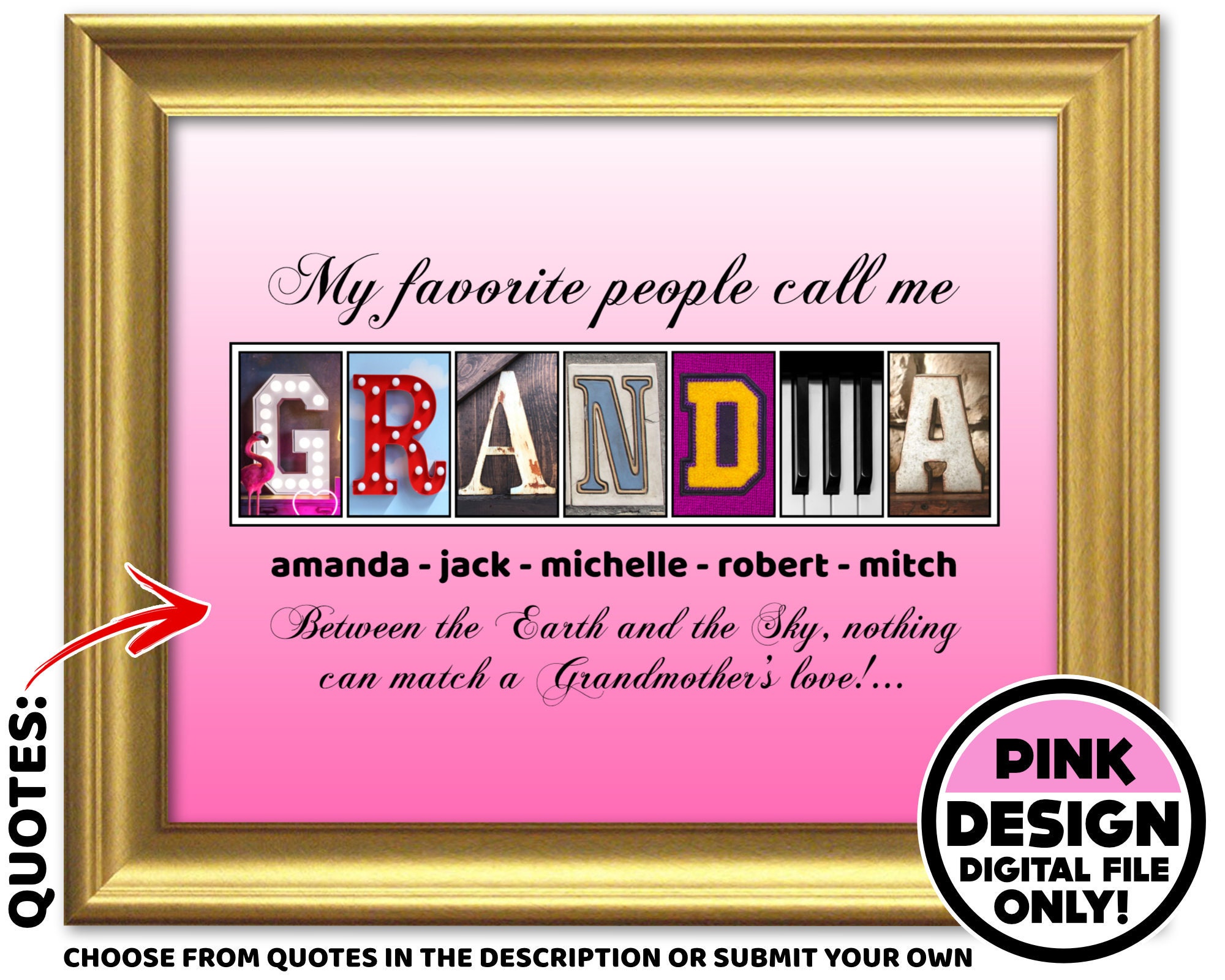 Birthday Gift for Grandma Printable Birthday Gift Custom Etsy