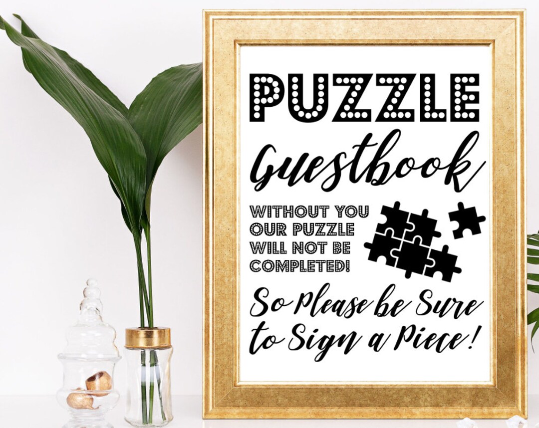 Puzzle Guestbook Printable Puzzle Guest Book Sign Please Etsy