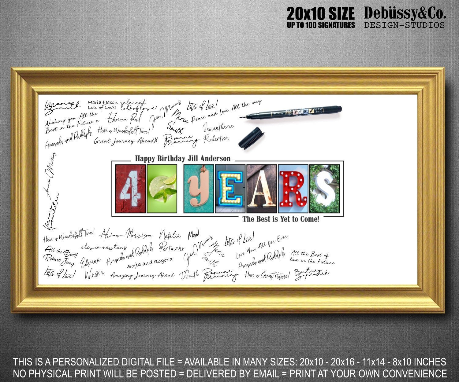 40th Birthday Printable Banner 40th Birthday Decoration 40th Etsy