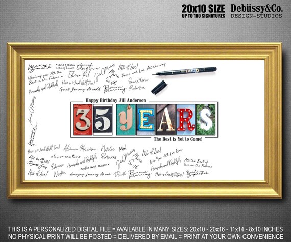 35th Birthday Printable Banner 35th Birthday Decoration 35th Etsy