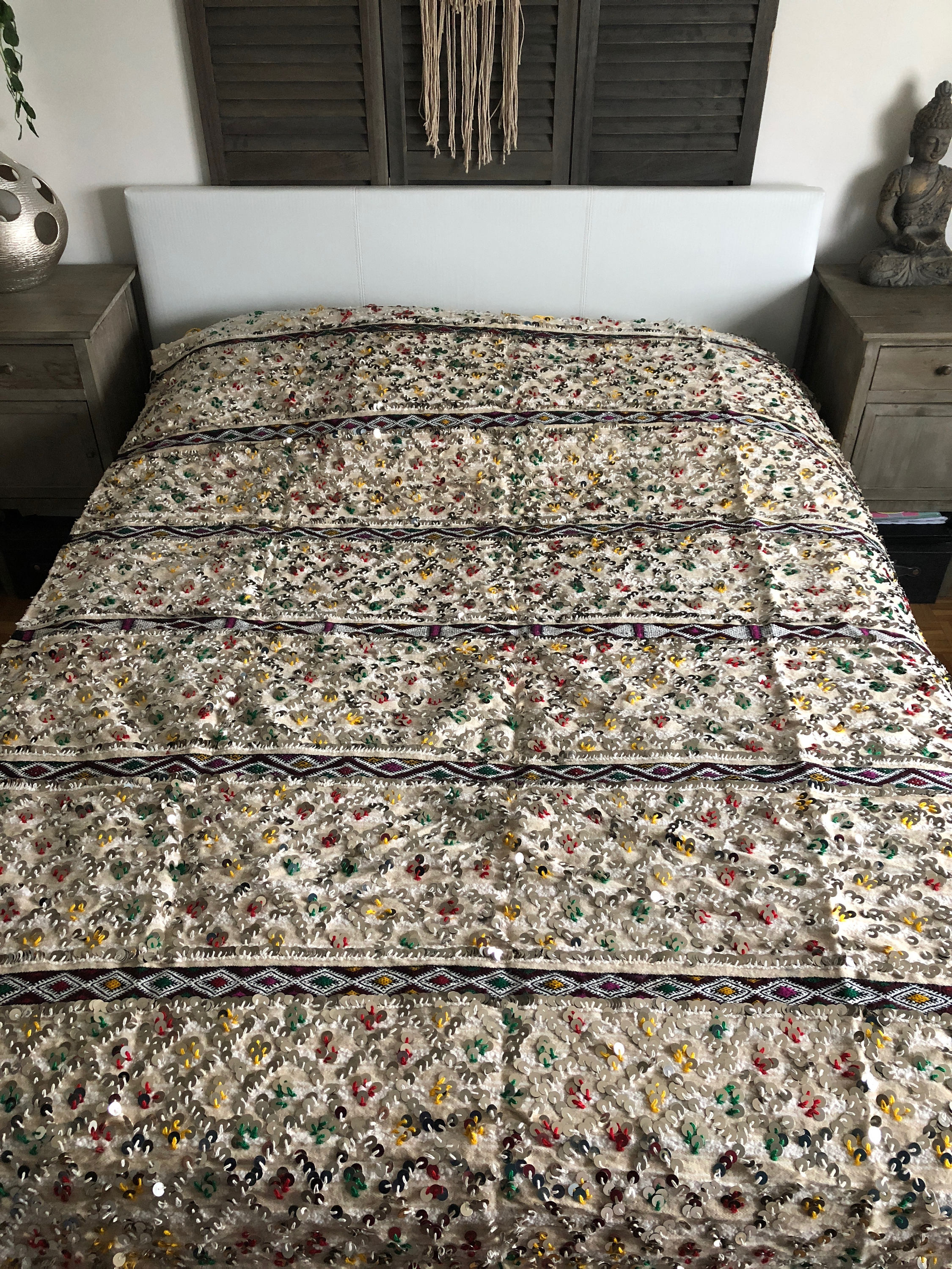 Très Grande Couverture Sequins Colorés 160x270cm