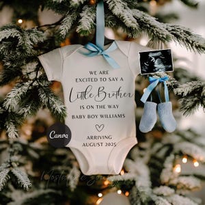 Faire-part de grossesse garçon Noël simple numérique, faire-part de Noël bébé garçon hiver, c'est un faire-part de Noël bébé garçon modifiable