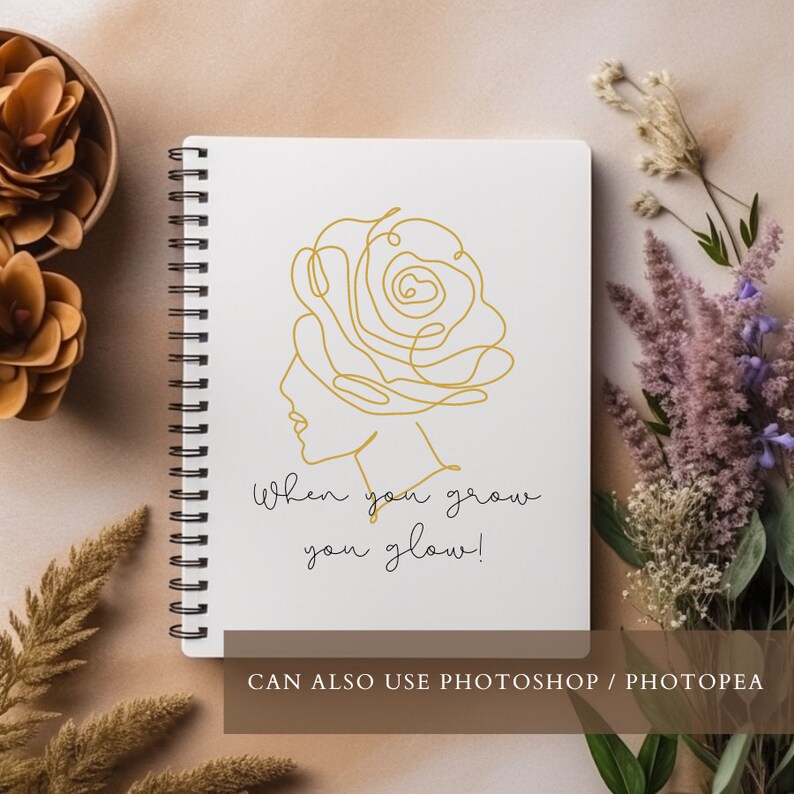 Journal Cover Mockup Boho Design PNG Planner Mockup Notebook Cover Spiral Notebook Mockup