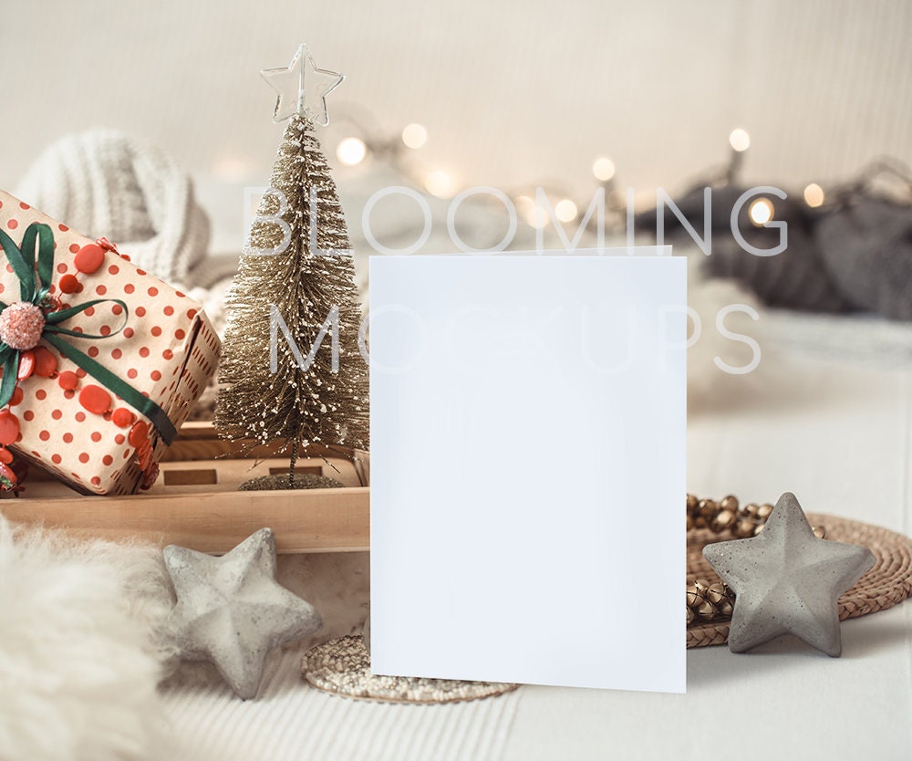 5x7 Christmas Greeting Card Mockup, Christmas Mockup Folded Card