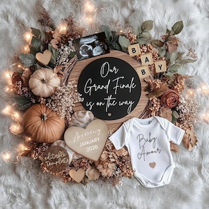 Editable Pregnancy Announcement Grand Finale, Fall baby, Last baby Gender Neutral baby Template, Social Media Reveal, boho Baby Reveal