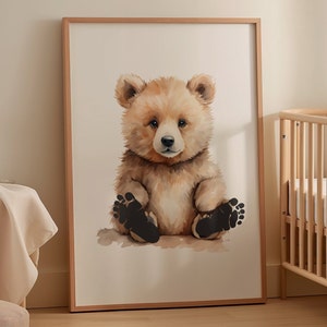 Baby’s first footprint, Bear print for cute keepsake, nursery art, first birthday, baby shower gift, PDF file, instant digital download
