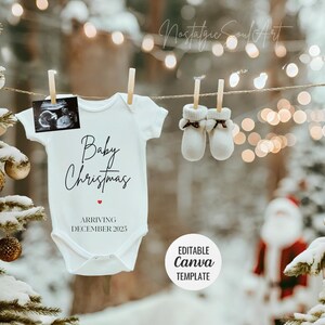 December announcement, Santa baby reveal , Christmas Pregnancy, Gender neutral baby Announcement, Editable template