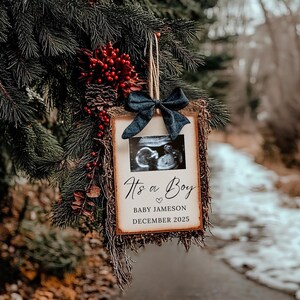 It&#39;s a Boy Pregnancy Announcement December 2025 Baby Boy Due in December baby Winter baby Announcement, Snow baby