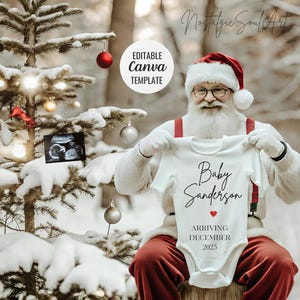 Modèle de faire-part de grossesse pour Noël, Père Noël, Faire-part de grossesse, Thème de Noël, Non sexiste et Modèle canevas, Snow baby