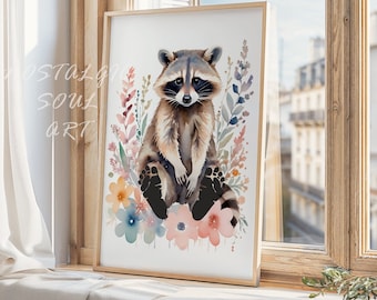 Raccoon Footprint Art: Baby Keepsake Nursery Decor (PDF)