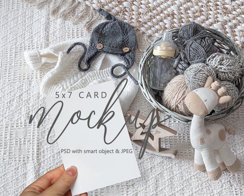 Download 5x7 Baby shower card mockup New baby announcement | Etsy
