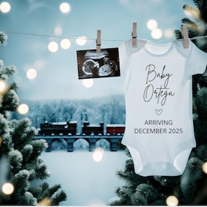 Christmas pregnancy announcement digital, Boy baby Christmas baby announcement, winter baby Editable template for social media