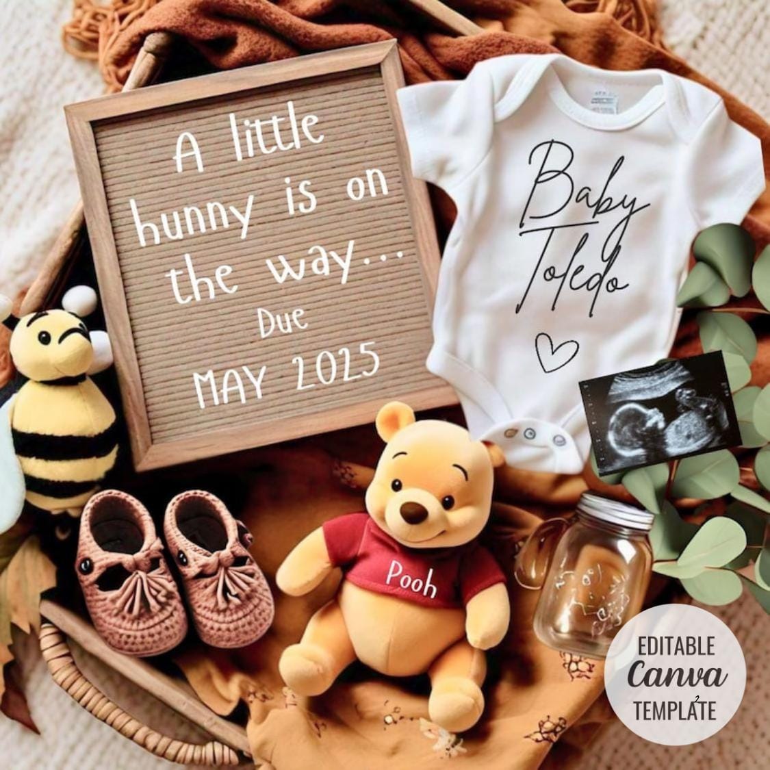 Winnie the Pooh Pregnancy Announcement Digital
