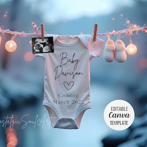 Digital Pregnancy Announcement November baby announcement, Winter baby announcement, Winner River baby reveal - Editable Template