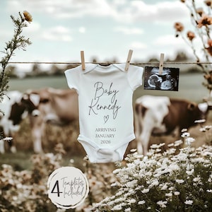 Country pregnancy announcement digital, Western pregnancy Announcement, neutral baby announcement Editable template