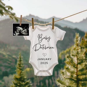 Pregnancy Announcement Digital Mountain Baby Announcement Digital, Modern Minimalist Gender Neutral Baby Announcement