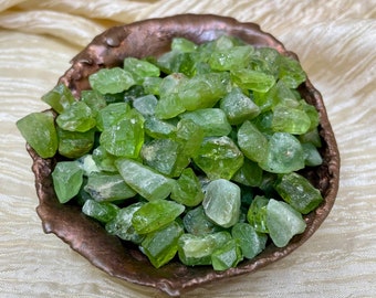 Gemmy Green Peridot Chips,  50grams Natural Raw Peridot, Healing Crystal Gift For Her