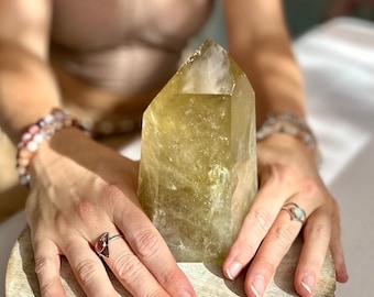 Gran torre de citrino dorado natural • Punta de citrino de Brasil para abundancia y exhibición