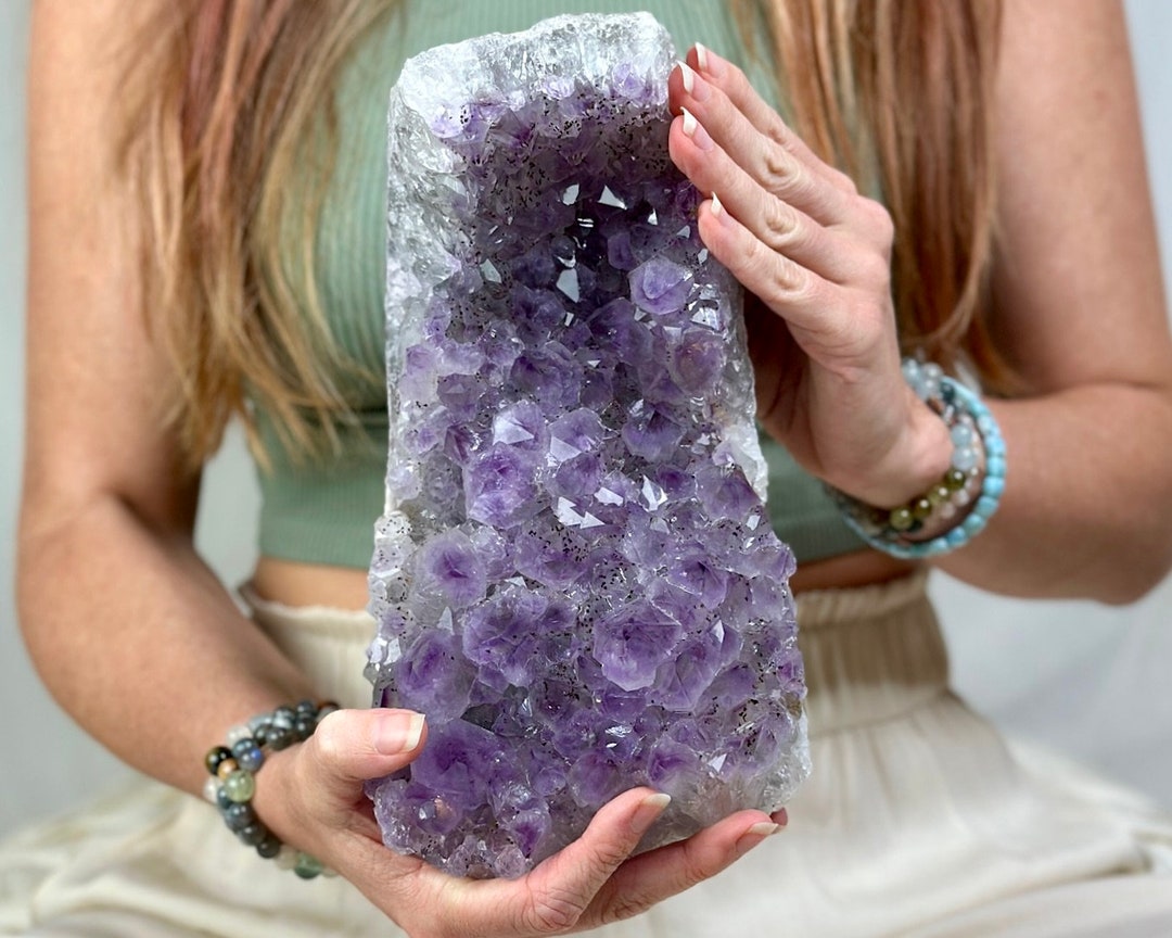 希少　パワーストーン　クリスタル　アメジスト RVBLRDSE クリスタル 美しい 1個 天然アメジスト クラスター