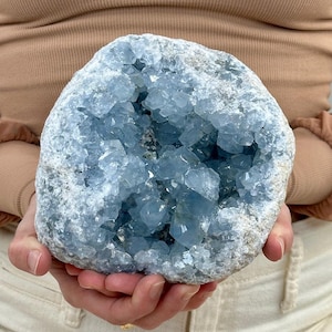Celestite Geode with Sparkling Blue Crystals | Unique Madagascar Specimen | Tranquil Energy for Home & Meditation Spaces