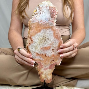 Pink Amethyst Crystal Slab, Polished Brazilian Amethyst Specimen, Healing Crystal Gift For Her, Natural Home Decor