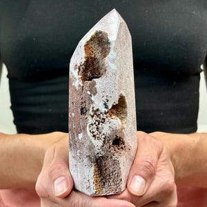 XL Pink Chalcedony Tower with Sparkling Druzy Geodes – Brazilian Collector Crystal for Healing, Luxury Décor, and Spiritual Elevation