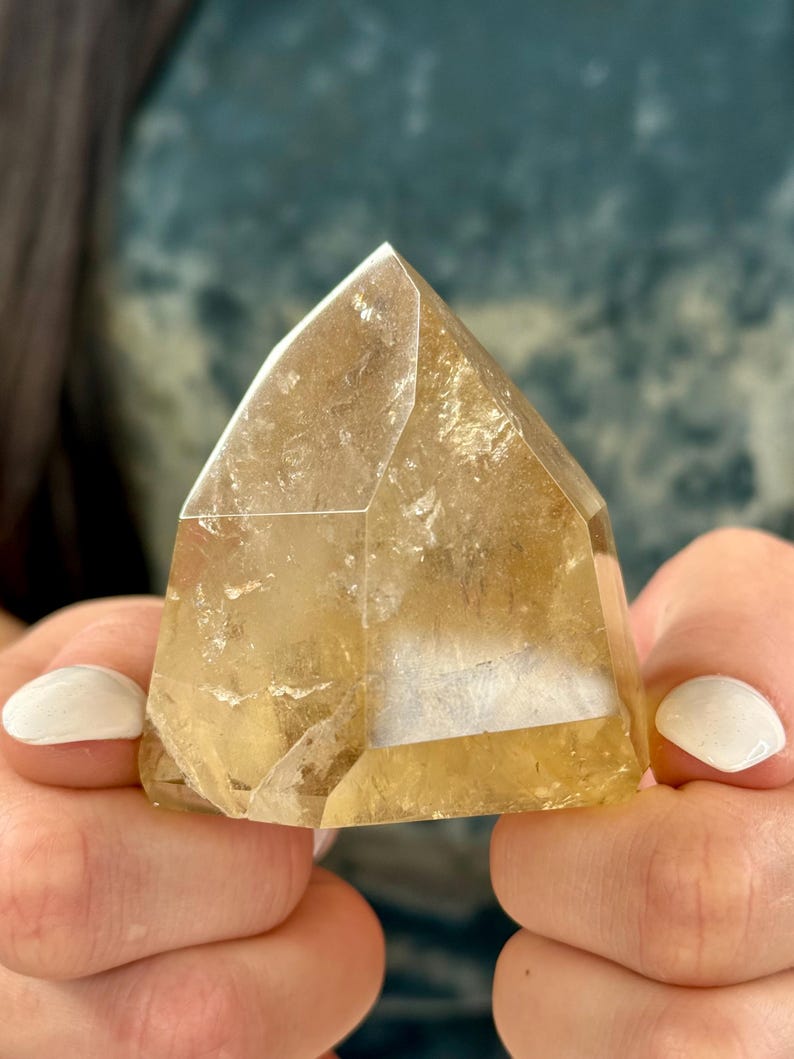 Golden Brazilian Citrine Point – Polished Quartz Tower With Honey ...