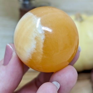 Vibrant Orange Calcite Sphere, Natural Polished Crystal Ball, Healing Crystal Gift For Her image 2