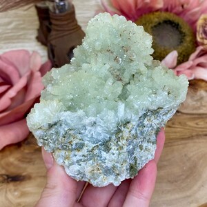 Beautiful Prehnite Crystal Specimen from Morocco, Raw Green Prehnite Mineral Cluster, Natural Healing Crystal Gift For Her