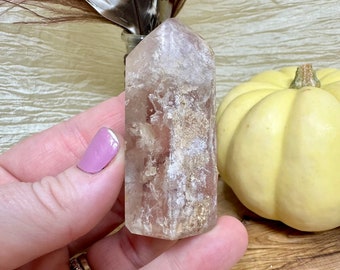 Rare Lithium Quartz Tower, Natural Polished Lithium Pillar, High Quality Brazilian Crystal Generator