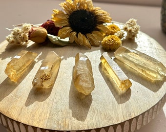 Golden Citrine Crystal Point, Natural Raw Congo Citrine Stone for Abundance, Healing Crystal Gift For Her