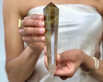 Brazilian Citrine Vogel Crystal – Polished Double Terminated Wand for Chakra Healing, Energy Work, Meditation & Metaphysical Tools