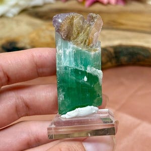 Green Tourmaline & Lepidolite Specimen: Brazilian Healing Crystal, Heart Stone