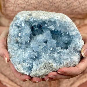 Large Madagascar Celestite Geode: Deep Blue Crystal Cluster, Spiritual Décor