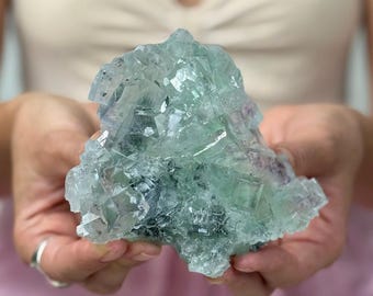 Zhejiang Green Fluorite Crystal Cluster | Natural Cubic Fluorite Specimen from China
