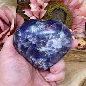 Dark Purple Lepidolite Heart | Natural Crystal for Emotional Healing, Stress Relief, and Meditation | Perfect Self-Love Gift