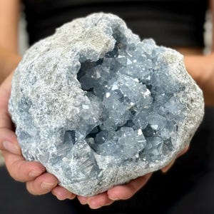 XL Celestite Geode: Deep Blue Druzy Crystals, High Vibration Healing Stone