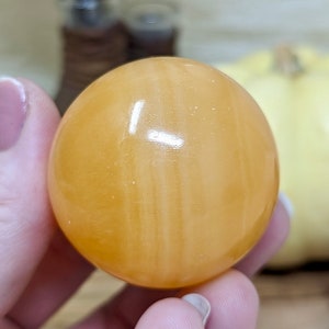 Vibrant Orange Calcite Sphere, Natural Polished Crystal Ball, Healing Crystal Gift For Her image 4