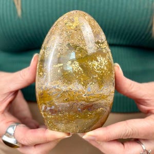 Golden Ocean Jasper Freeform from Madagascar – Polished Stone with Unique Metallic Veins and Natural Bands for Display or Crystal Healing