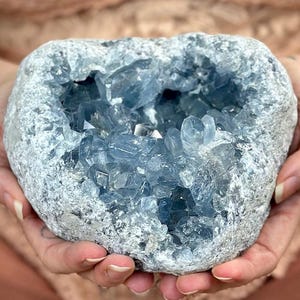 Large Deep Blue Celestite Geode: Madagascar Crystal Cluster, Collector Mineral