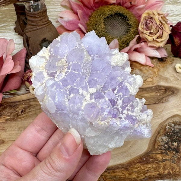 Light Purple Amethyst Crystal Cluster, Naural Amethyst Mineral Specimen from Brazil, Raw Amethyst Crystal Home Decor