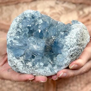 Large Celestite Geode Cluster • Madagascar Blue Crystal with Gemmy Cubic Formations • High-Vibration Healing & Collector Specimen
