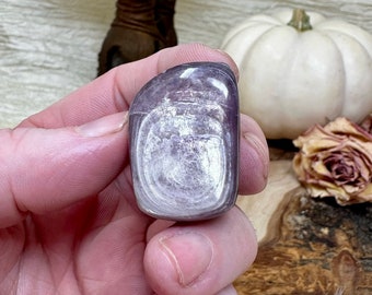 Gemmy Lepidolite Tumbled Stone, Polished Lepidolite Crystal Pocket Stone, Natural Healing Crystal Gift For Her