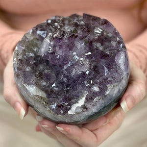 Deep Purple Amethyst Geode Sphere • Large Crystal Orb from Brazil • High-Grade Druzy Quartz Cave • Collector Crystal Healing Stone