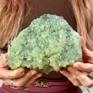 Beautiful Prehnite Crystal Specimen from Morocco, Raw Green Prehnite Mineral Cluster, Natural Healing Crystal Gift For Her