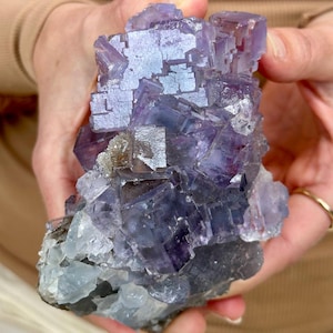 Incredible Fluorite Cluster with Deep Purple Cubes on Matrix – Unique Mineral Specimen from La Viesca Mine