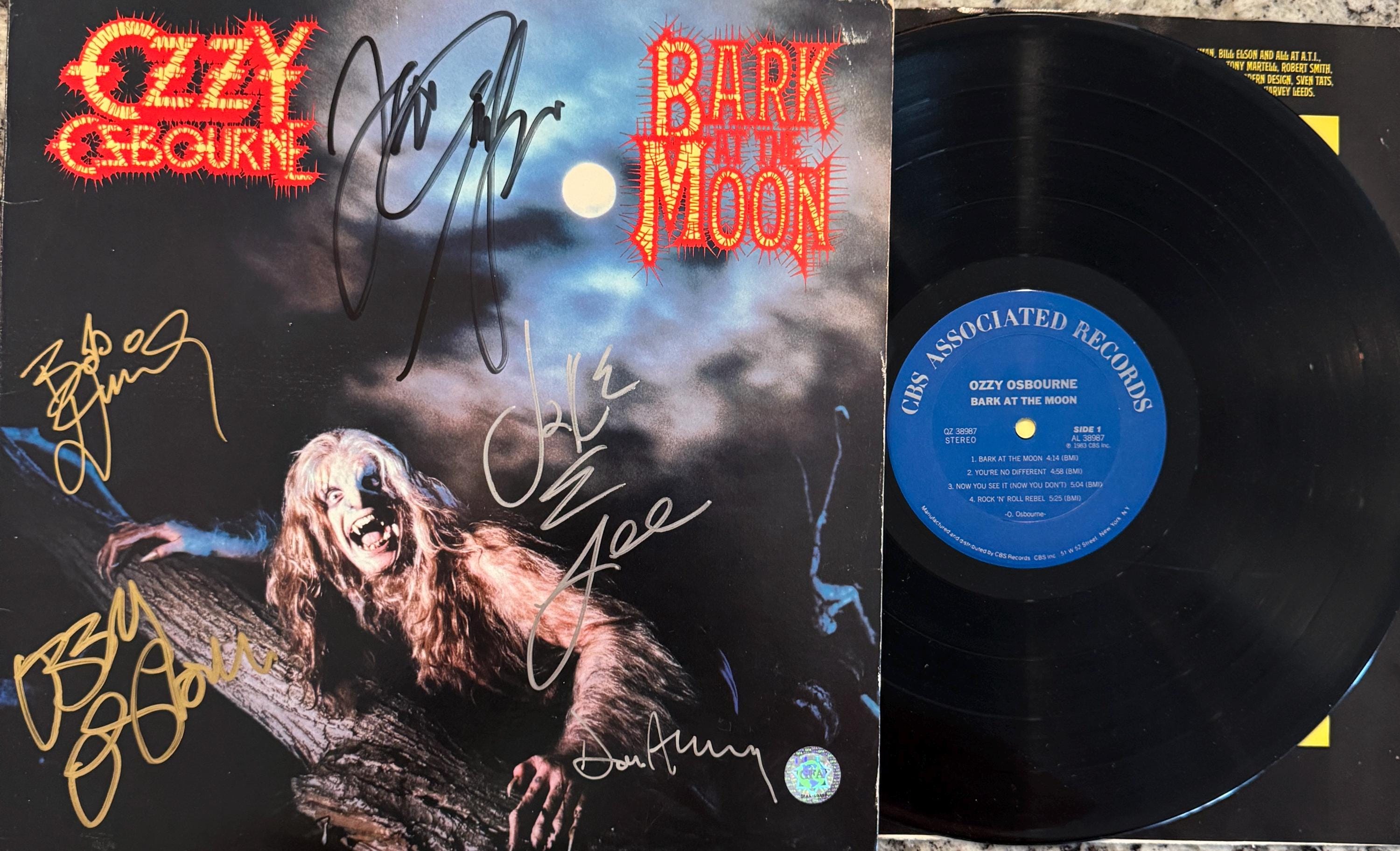 Ozzy Osbourne Plus 4 Original Autographed “bark at the Moon” LP