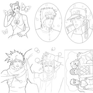 Jojo’s bizarre adventure coloring pages 6 pack